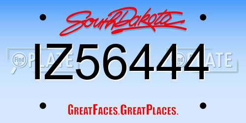 IZ56444 South Dakota License Plate