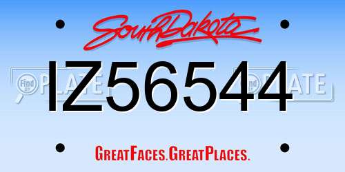 IZ56544 South Dakota License Plate