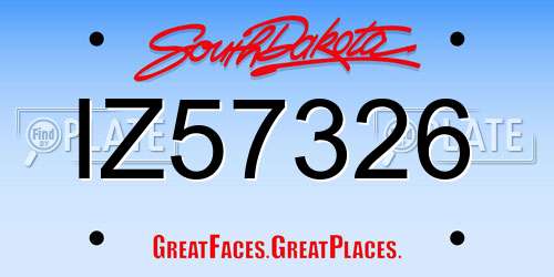 IZ57326 South Dakota License Plate