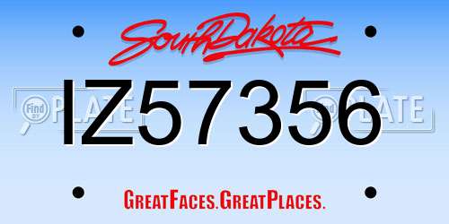 IZ57356 South Dakota License Plate