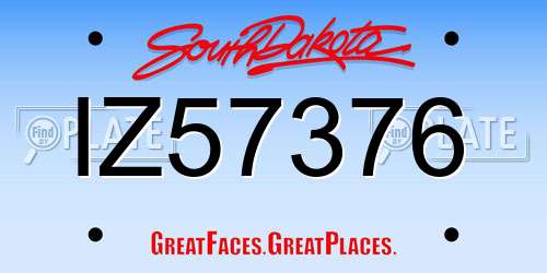 IZ57376 South Dakota License Plate