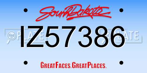 IZ57386 South Dakota License Plate