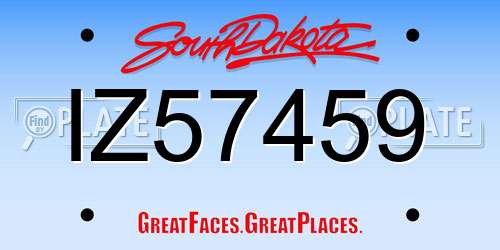 IZ57459 South Dakota License Plate