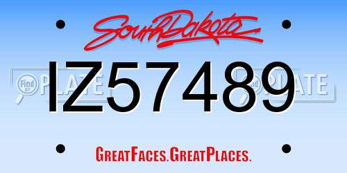 IZ57489 South Dakota License Plate