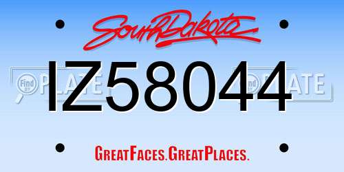 IZ58044 South Dakota License Plate