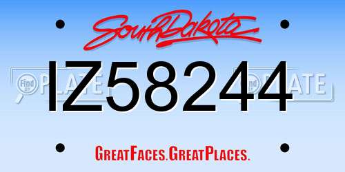 IZ58244 South Dakota License Plate