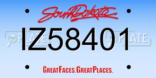IZ58401 South Dakota License Plate