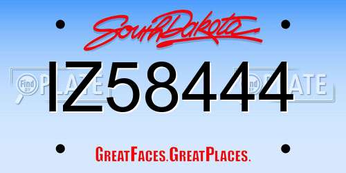 IZ58444 South Dakota License Plate