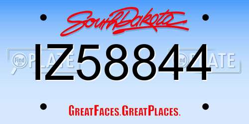 IZ58844 South Dakota License Plate