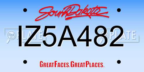 IZ5A482 South Dakota License Plate