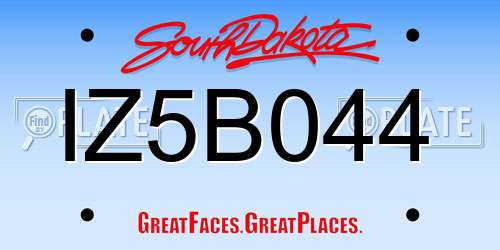 IZ5B044 South Dakota License Plate