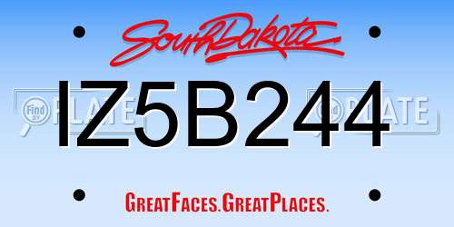 IZ5B244 South Dakota License Plate