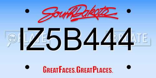 IZ5B444 South Dakota License Plate