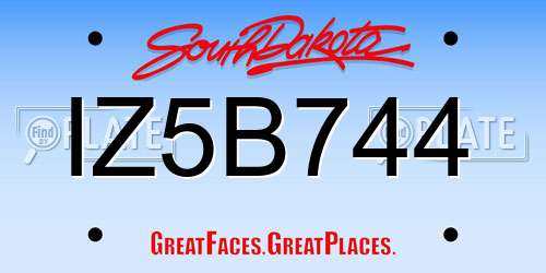 IZ5B744 South Dakota License Plate