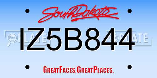 IZ5B844 South Dakota License Plate