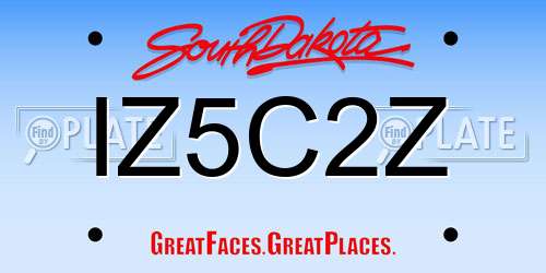 IZ5C2Z South Dakota License Plate