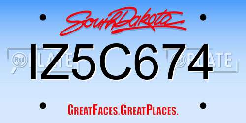 IZ5C674 South Dakota License Plate