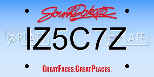 IZ5C7Z South Dakota License Plate