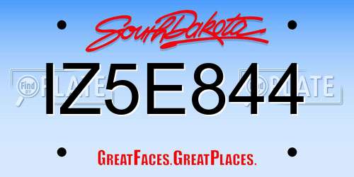 IZ5E844 South Dakota License Plate
