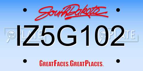 IZ5G102 South Dakota License Plate
