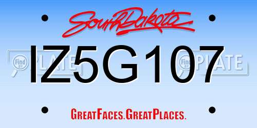 IZ5G107 South Dakota License Plate
