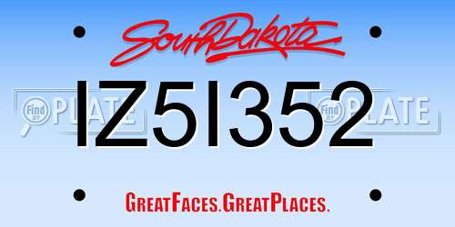 IZ5I352 South Dakota License Plate