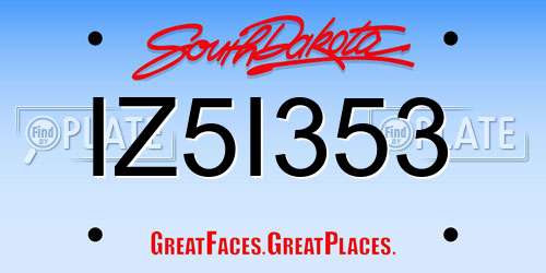 IZ5I353 South Dakota License Plate