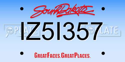 IZ5I357 South Dakota License Plate