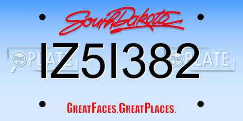 IZ5I382 South Dakota License Plate