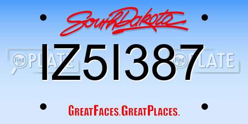 IZ5I387 South Dakota License Plate