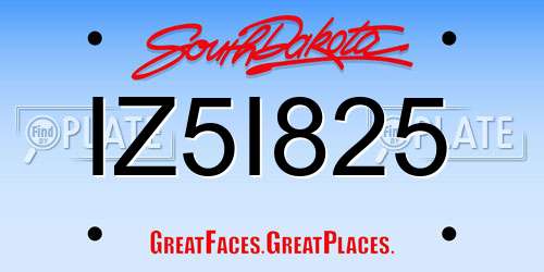 IZ5I825 South Dakota License Plate