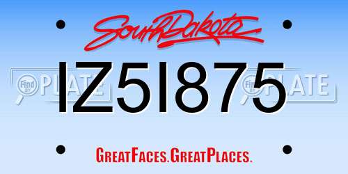 IZ5I875 South Dakota License Plate