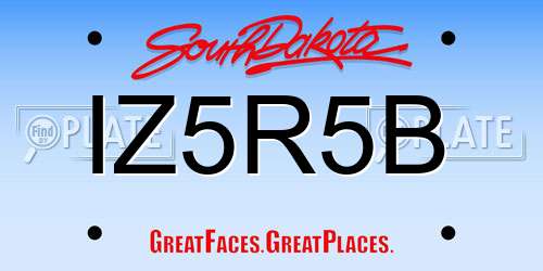 IZ5R5B South Dakota License Plate