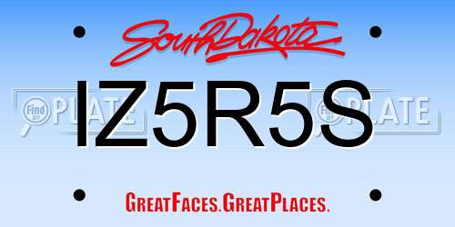 IZ5R5S South Dakota License Plate