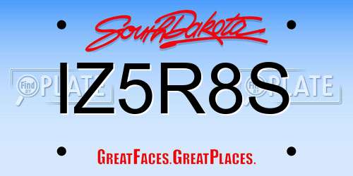 IZ5R8S South Dakota License Plate