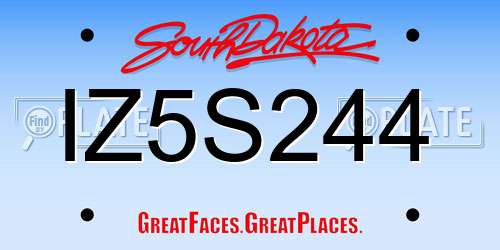 IZ5S244 South Dakota License Plate