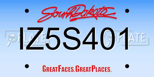 IZ5S401 South Dakota License Plate