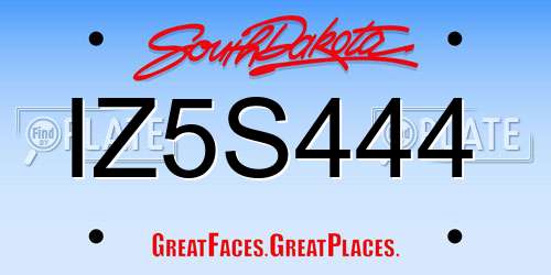 IZ5S444 South Dakota License Plate