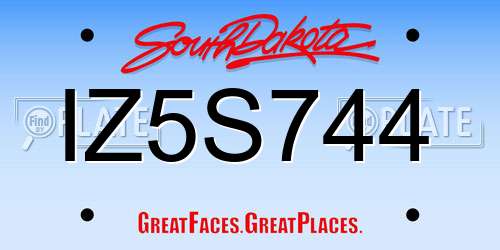 IZ5S744 South Dakota License Plate