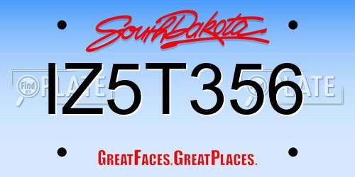 IZ5T356 South Dakota License Plate