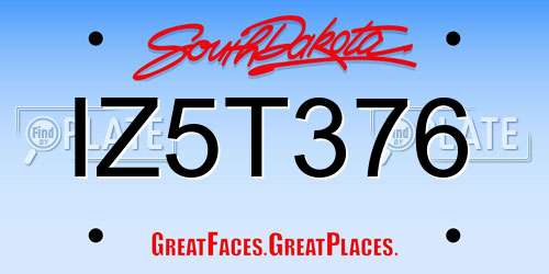 IZ5T376 South Dakota License Plate