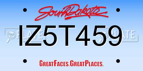 IZ5T459 South Dakota License Plate
