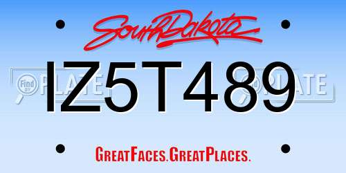 IZ5T489 South Dakota License Plate