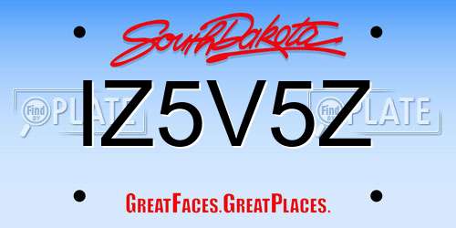 IZ5V5Z South Dakota License Plate