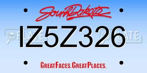 IZ5Z326 South Dakota License Plate