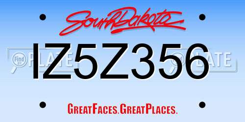 IZ5Z356 South Dakota License Plate