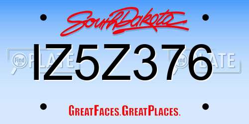 IZ5Z376 South Dakota License Plate