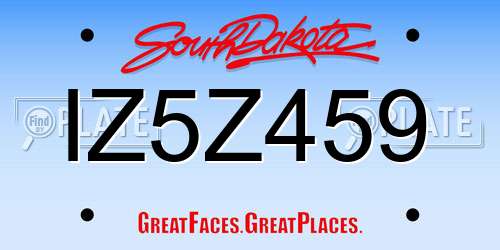 IZ5Z459 South Dakota License Plate