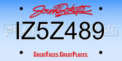 IZ5Z489 South Dakota License Plate