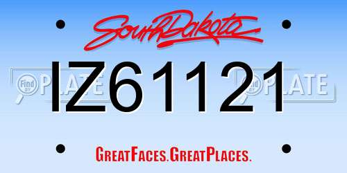 IZ61121 South Dakota License Plate